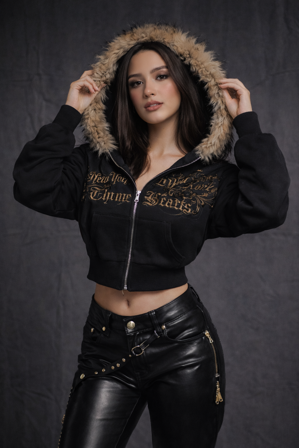 Noir Luxe Fur Hoodie